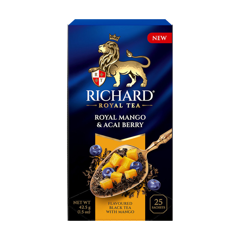 Чай чёрный "Royal mango & Acai berry", RICHARD, манго-асаи, 25 пакетиков, 42,5 г