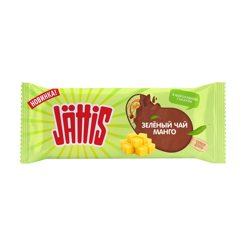 Мороженое эскимо, Jattis, зелёный чай-манго, 70 г