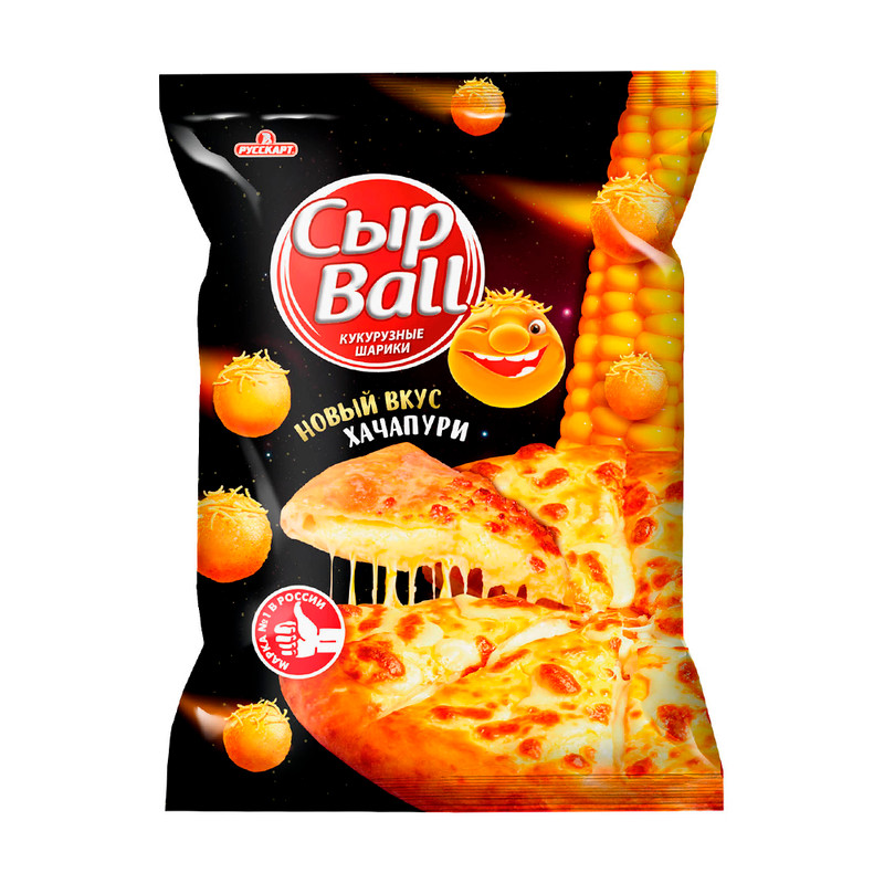 Шарики кукурузные "СырBall", РУССКАРТ, 140 г, в ассортименте