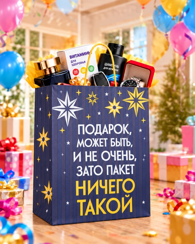 Пакет подарочный большой, 43х32 см, в ассортименте