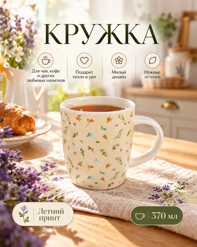 Кружка, O'Kitchen, 370 мл, в ассортименте