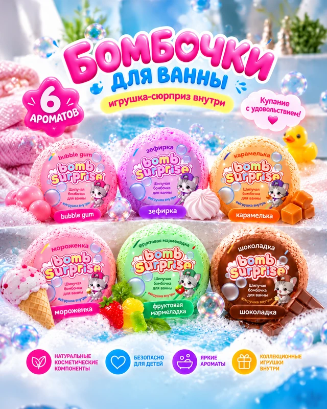Бомбочка для ванны с игрушкой, BOMB SURPRISE, 115 г, в ассортименте