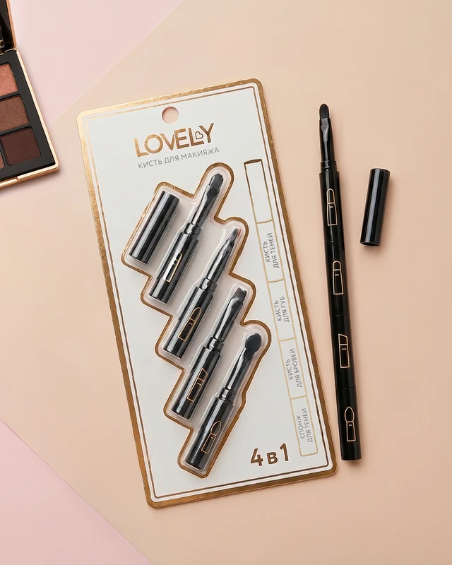 Кисть для макияжа "4 в 1", Lovely, в ассортименте