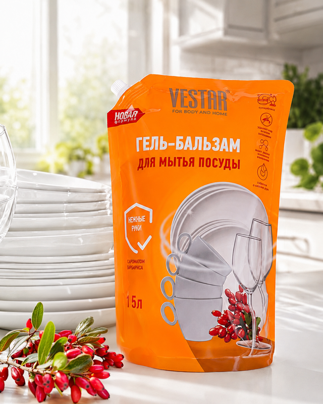 Гель-бальзам для мытья посуды, VESTAR, 1,5 л, в ассортименте