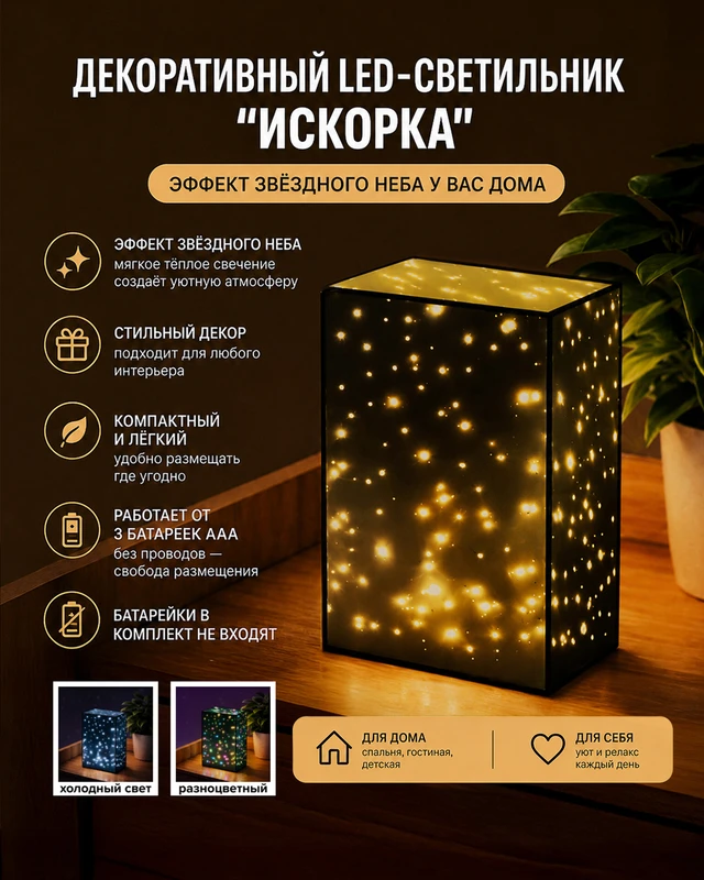 Декоративный LED-светильник "Искорка", в ассортименте