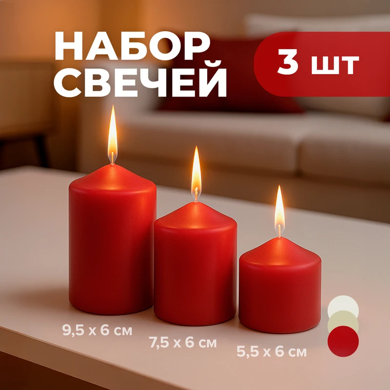Набор свечей "Аромат огня", 3 шт., в ассортименте
