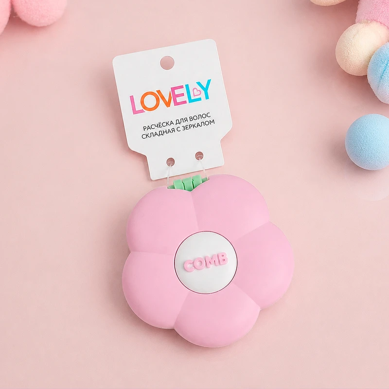 Расчёска для волос складная с зеркалом, Lovely, в ассортименте