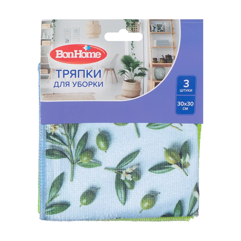 Тряпки для уборки, BonHome, 30x30 см, 3 шт.