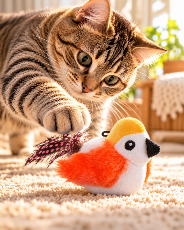 Игрушка для кошек "Птичка со звуком", Pet Club, 10 см, в ассортименте
