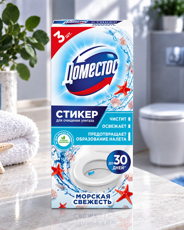 Стикер для очищения унитаза, Доместос, 3х10 г, в ассортименте