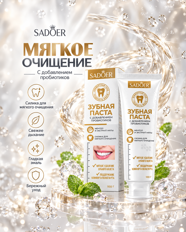 Зубная паста с добавлением пробиотиков, SADOER, 100 г, в ассортименте
