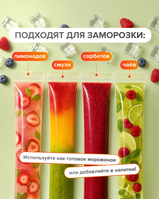 Пакеты для льда и мороженого с воронкой, BonHome, 100 шт.