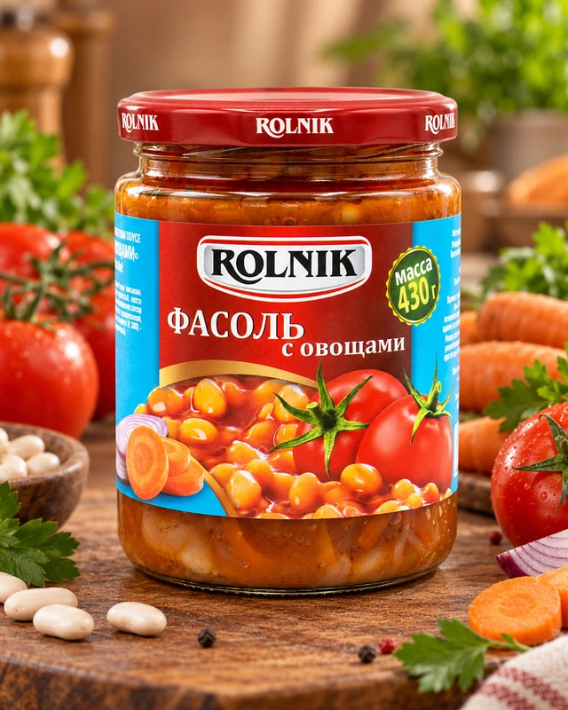 Фасоль с овощами, ROLNIK, 430 г