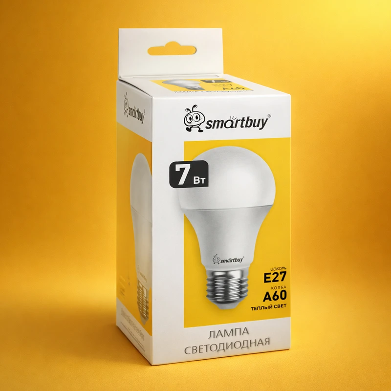 Лампа светодиодная, Smartbuy, E27, А60, 7 Вт