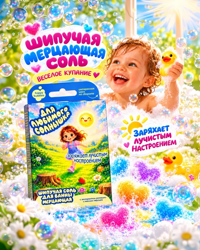 Детская соль для ванны "happy bubbles", Fito Cosmetic, 100 г, в ассортименте