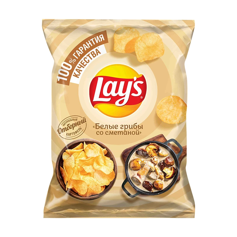 Чипсы "Белые грибы со сметаной", Lay's, 105 г