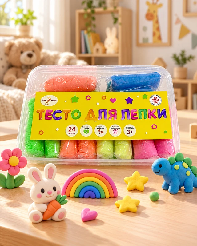 Тесто для лепки "Тесто-пластилин", Граф Жираф, 24 бруска