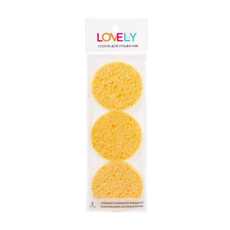 Спонж для умывания, Lovely, 3 шт., в ассортименте