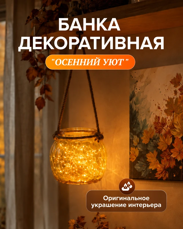 Банка декоративная "Осенний Уют", в ассортименте