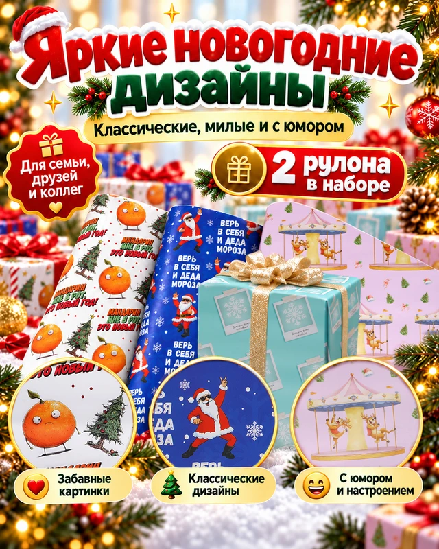 Упаковочная бумага, Prank Bank, 2 рулона, в ассортименте