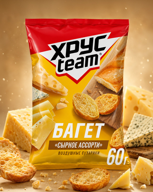 Сухарики "Багет", ХрусTeam, 60 г, в ассортименте