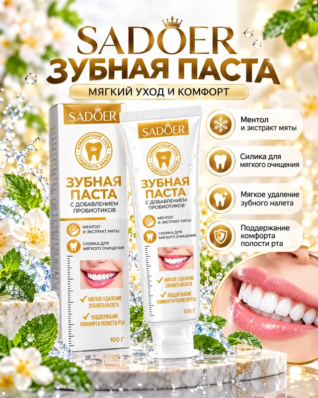 Зубная паста с добавлением пробиотиков, SADOER, 100 г, в ассортименте
