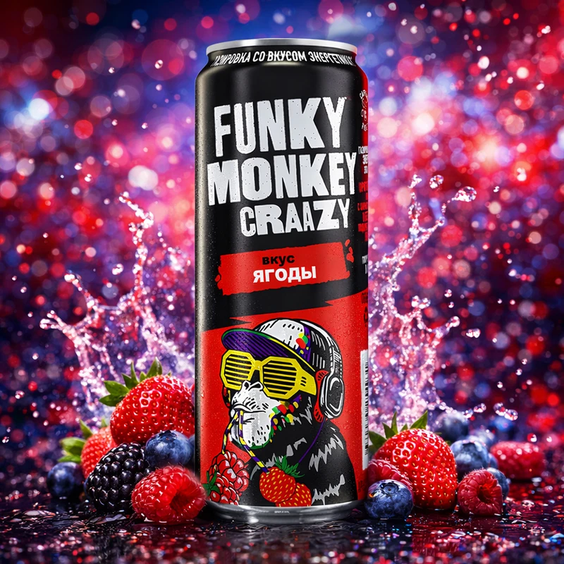 Напиток газированный, Funky Monkey Craazy, безалкогольный, 0,45 л, в ассортименте