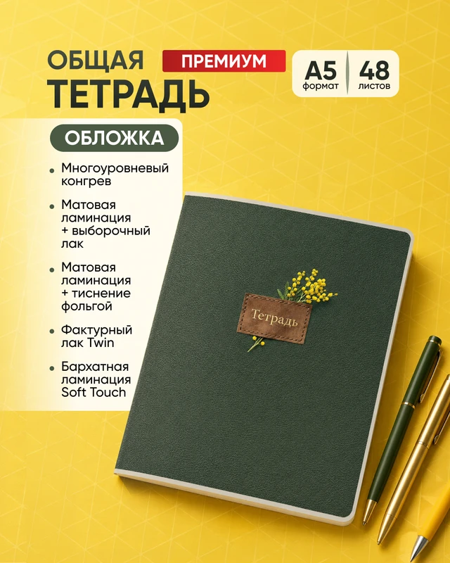 Тетрадь, А5, 48 листов, в ассортименте