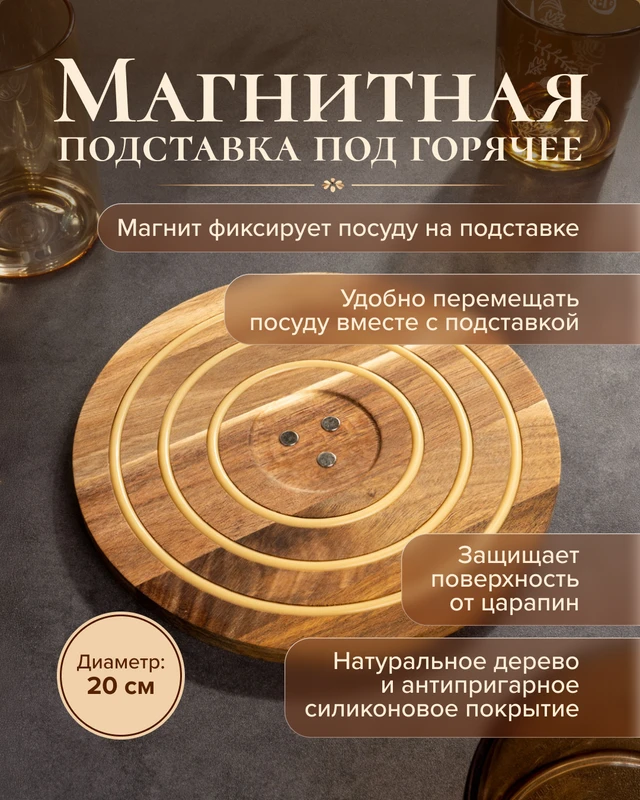 Магнитная подставка под горячее, O'Kitchen, 20 см, в ассортименте