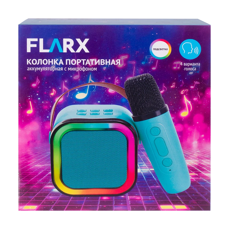 Колонка портативная, аккумуляторная, с микрофоном, FLARX, в ассортименте