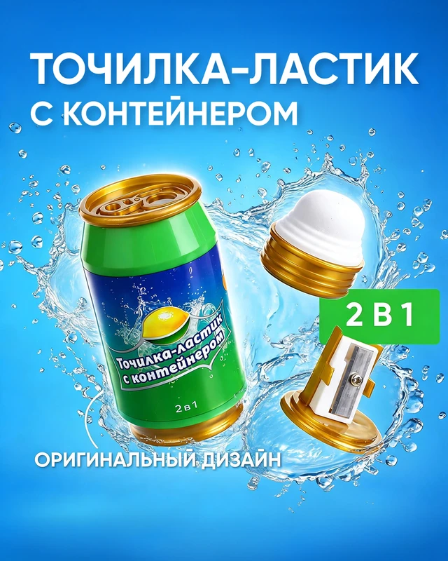 Точилка-ластик с контейнером, Hupper Dupper, в ассортименте