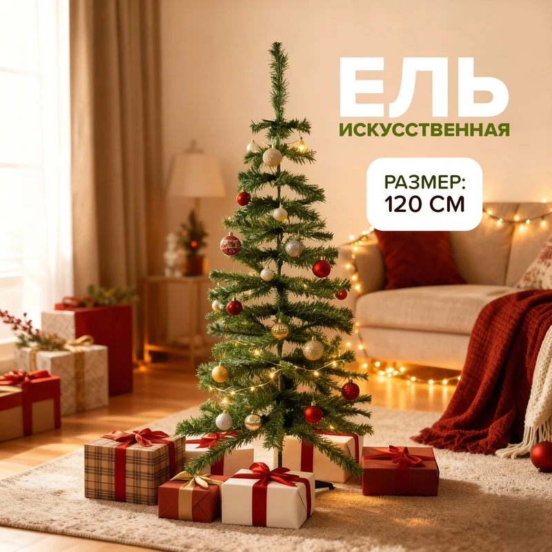 Ель искусственная, Снежное кружево, 120 см, в ассортименте