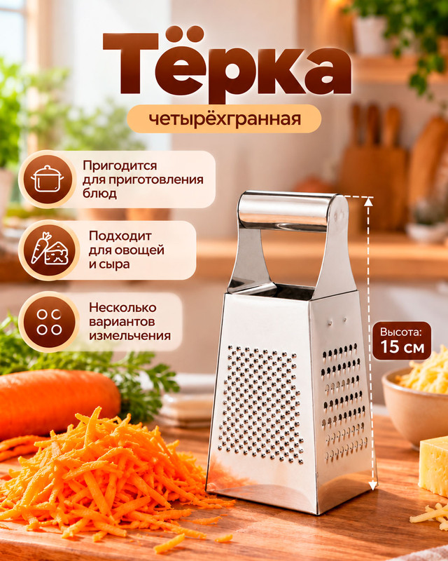 Тёрка четырёхгранная, O’Kitchen, 15 см