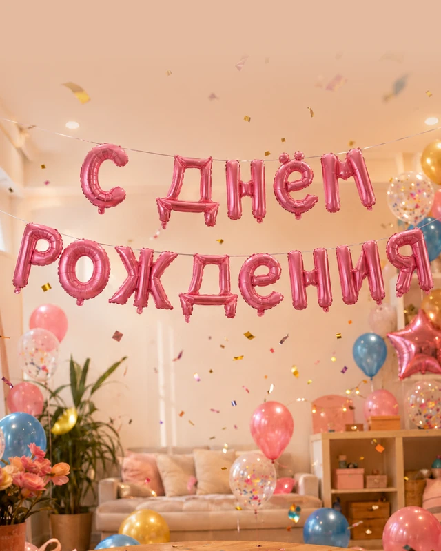 Гирлянда из воздушных шаров "С днём рождения", Party, в ассортименте