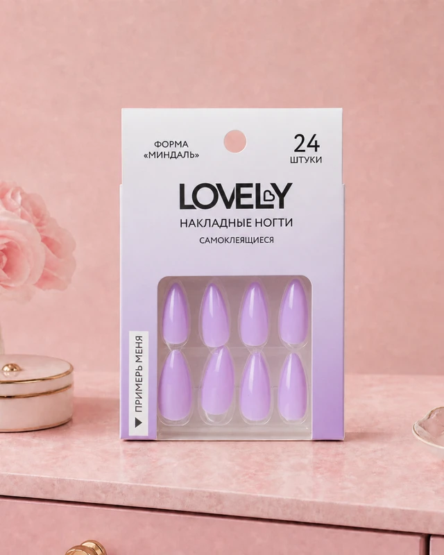 Набор накладных самоклеящихся ногтей, Lovely, 24 шт., в ассортименте
