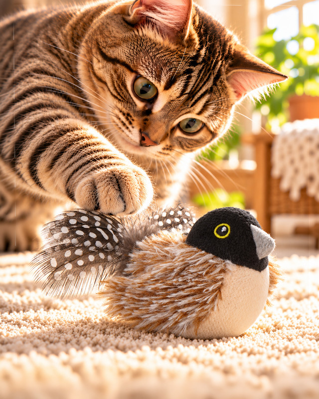 Игрушка для кошек "Птичка со звуком", Pet Club, 10 см, в ассортименте